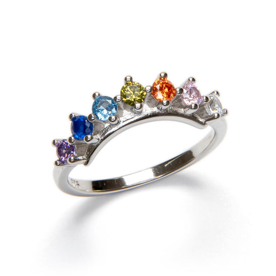 plata anillo circonitas multicolor metal noble